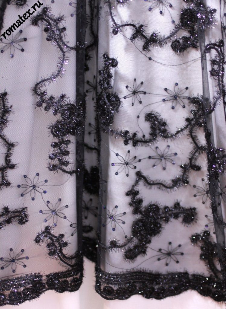 сетка вышивка с фистонами цвет чёрный сетка вышивка с фистонами цвет чёрный